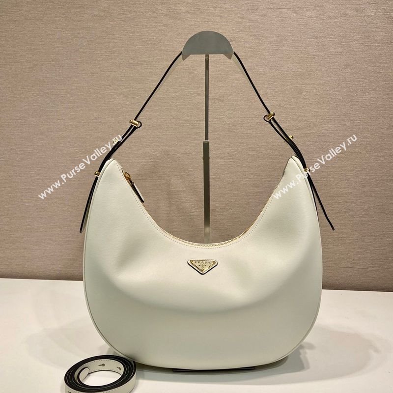 Prada Large leather hobo shoulder bag 1BC212 White 2025 (YZ-251122005)