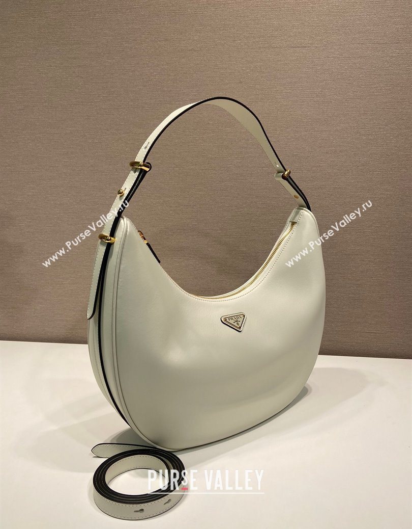 Prada Large leather hobo shoulder bag 1BC212 White 2025 (YZ-251122005)