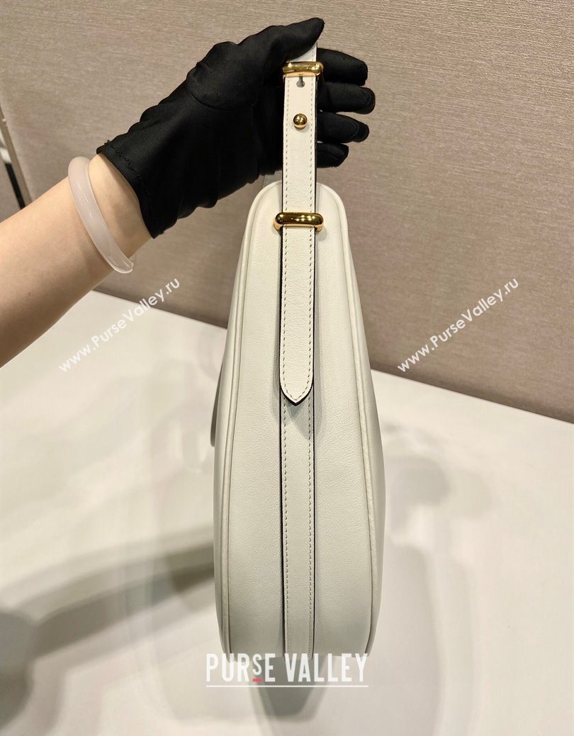 Prada Large leather hobo shoulder bag 1BC212 White 2025 (YZ-251122005)
