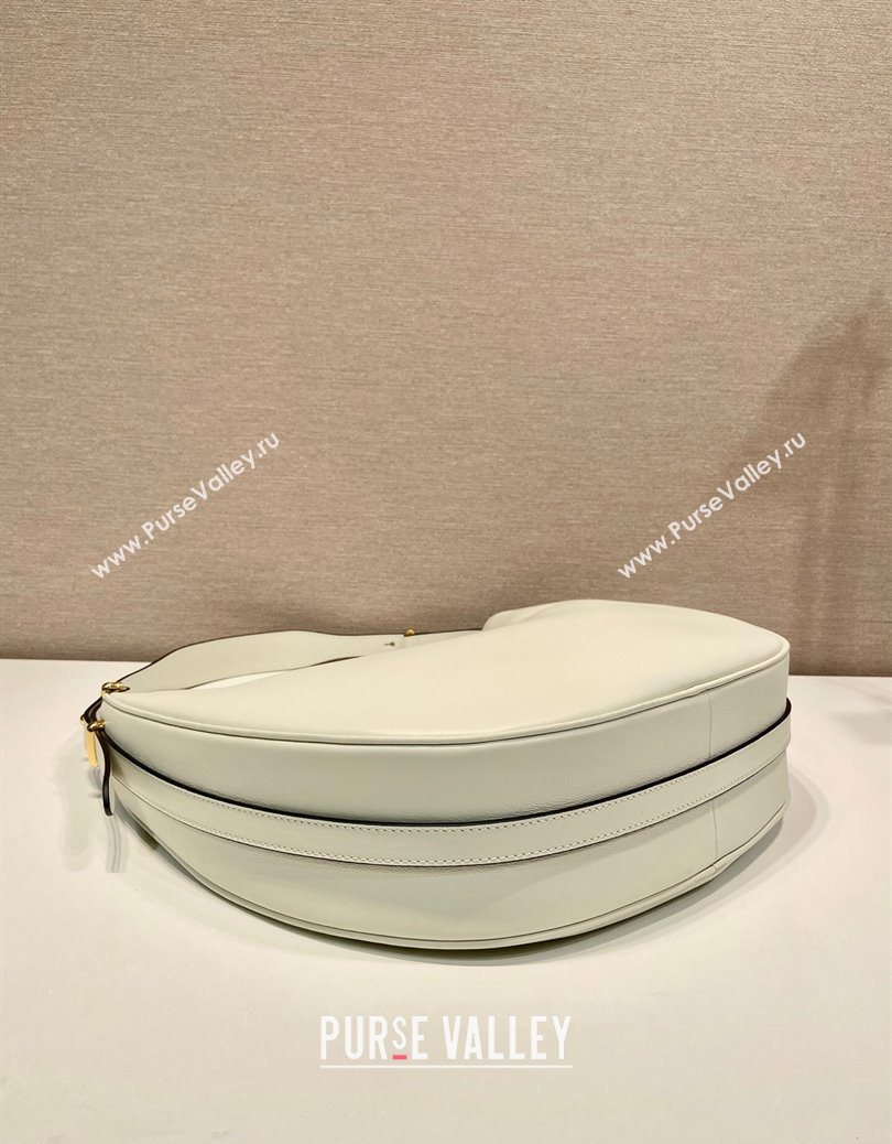 Prada Large leather hobo shoulder bag 1BC212 White 2025 (YZ-251122005)