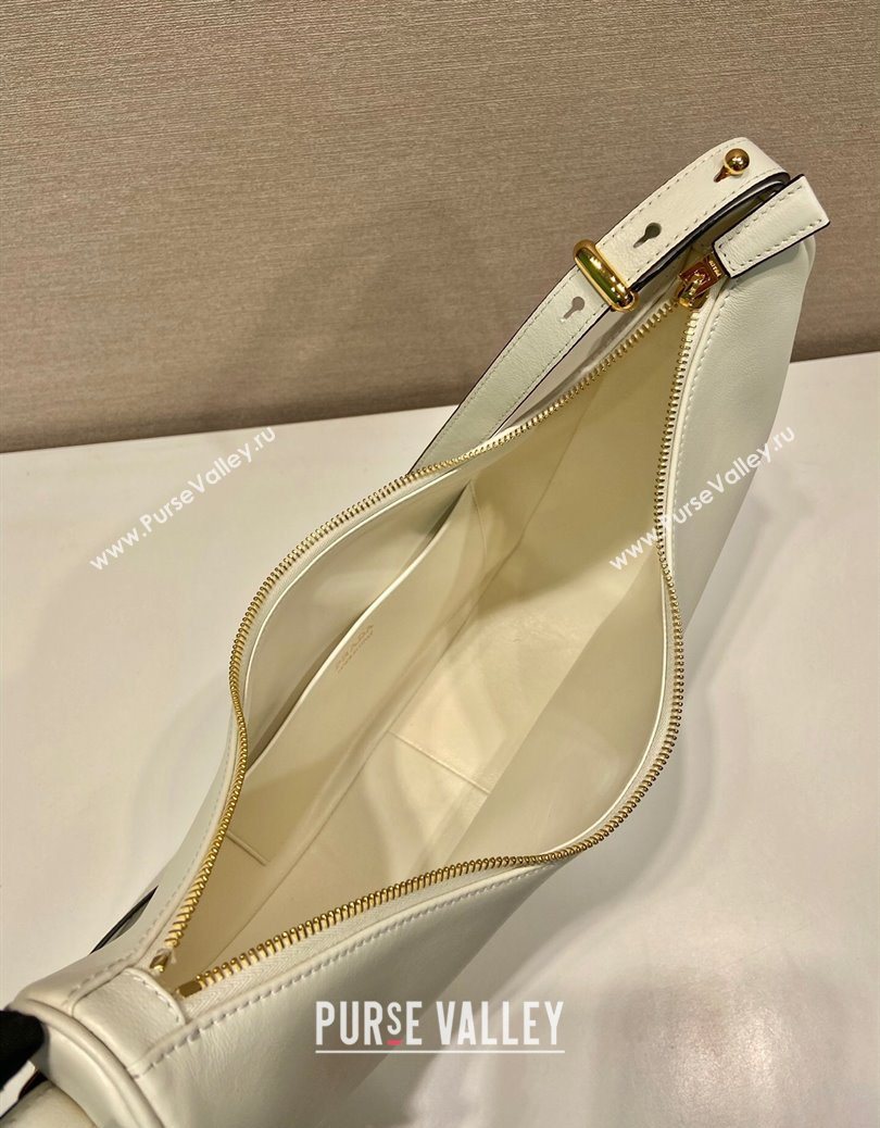 Prada Large leather hobo shoulder bag 1BC212 White 2025 (YZ-251122005)
