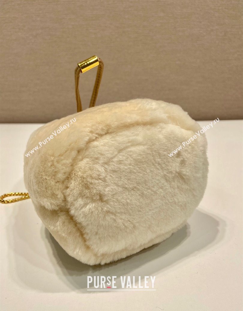 Prada Shearling mini pouch ecru Beige 2025 1NR016 (YZ-251122007)