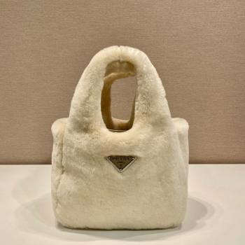 Prada Mini shearling handbag Ecru Beige 2025 1BA349 (YZ-251122008)