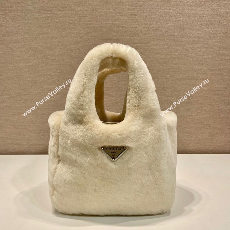 Prada Mini shearling handbag Ecru Beige 2025 1BA349 (YZ-251122008)