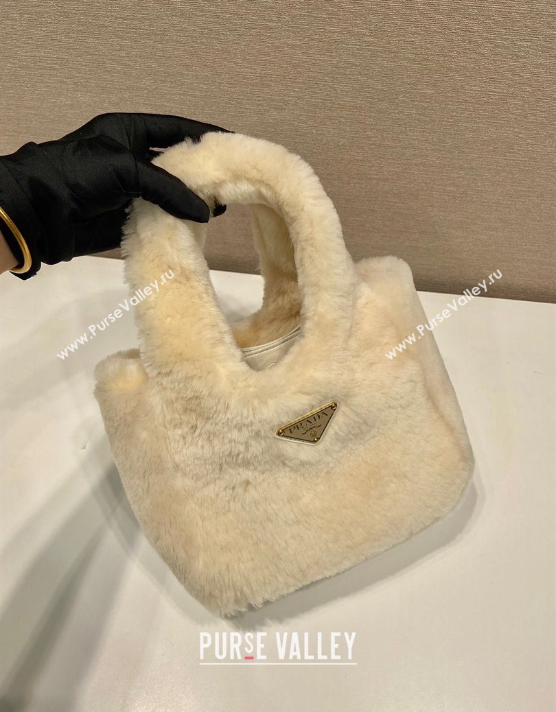 Prada Mini shearling handbag Ecru Beige 2025 1BA349 (YZ-251122008)
