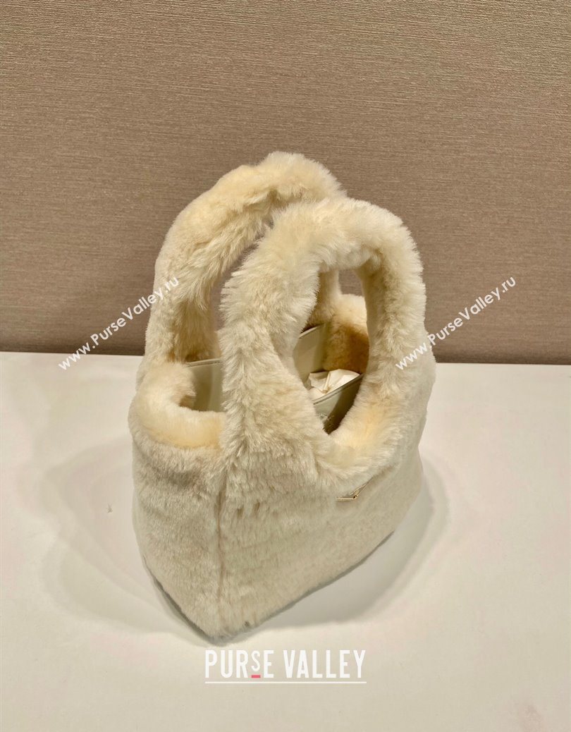 Prada Mini shearling handbag Ecru Beige 2025 1BA349 (YZ-251122008)