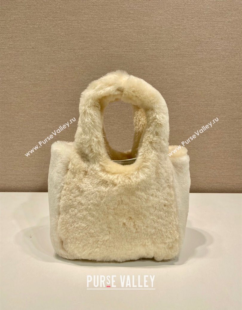 Prada Mini shearling handbag Ecru Beige 2025 1BA349 (YZ-251122008)