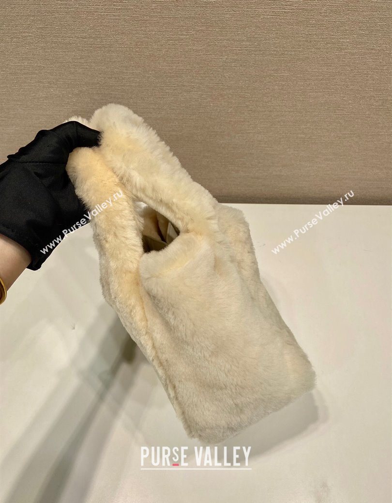 Prada Mini shearling handbag Ecru Beige 2025 1BA349 (YZ-251122008)