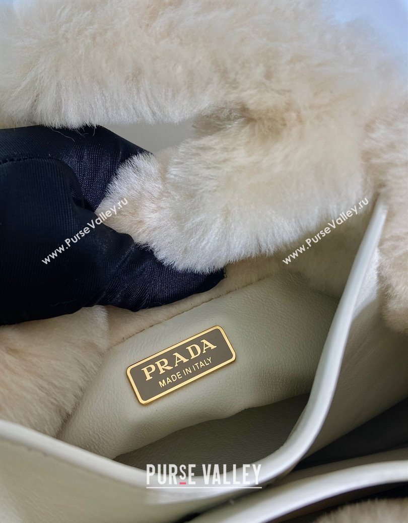 Prada Mini shearling handbag Ecru Beige 2025 1BA349 (YZ-251122008)