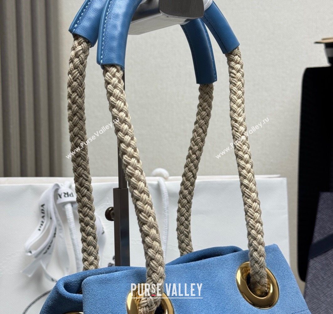 Prada Mariner small suede bucket bag Blue 2025 1BE082 (YZ-251122010)