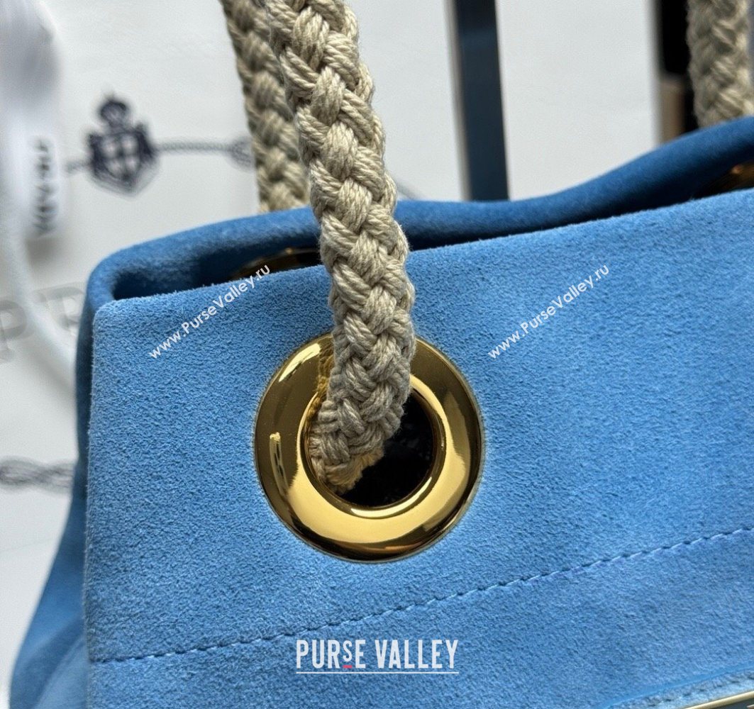 Prada Mariner small suede bucket bag Blue 2025 1BE082 (YZ-251122010)