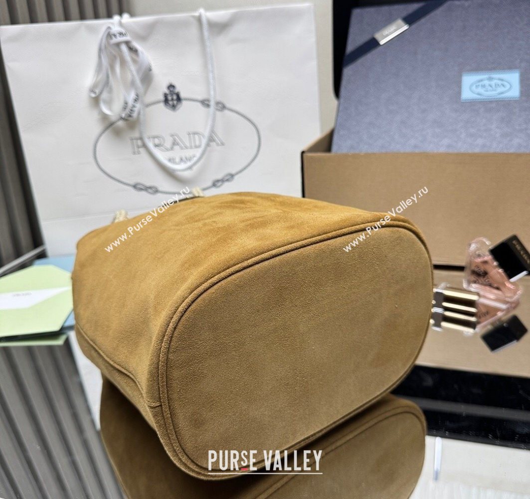 Prada Mariner small suede bucket bag Cinnamon Brown 2025 1BE082 (YZ-251122011)