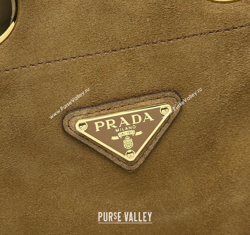 Prada Mariner small suede bucket bag Cinnamon Brown 2025 1BE082 (YZ-251122011)