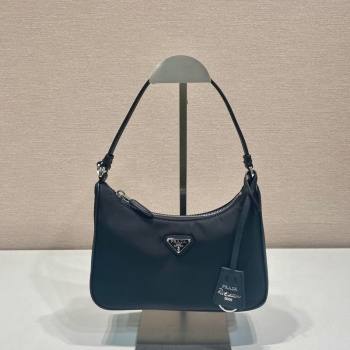 Prada Re-Edition 2005 Re-Nylon and Saffiano hobo mini bag Black/Silver 2025 1N204M (YZ-251121105)