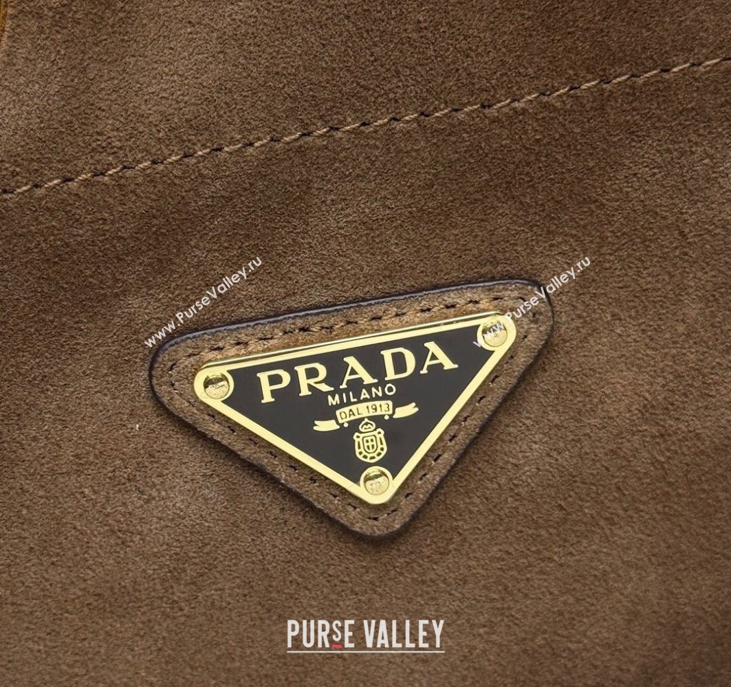 Prada Mariner small suede bucket bag Cocoa Brown 2025 1BE082 (YZ-251122012)