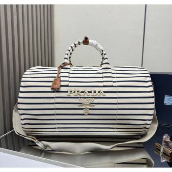 Prada Mens Striped Canvas duffle bag Ivory/Blue 2025 2VC051 (YZ-251122017)