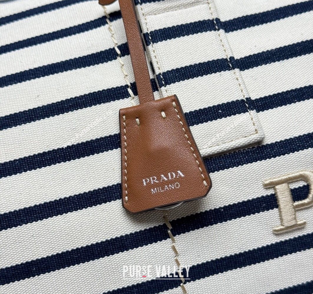 Prada Mens Striped Canvas duffle bag Ivory/Blue 2025 2VC051 (YZ-251122017)