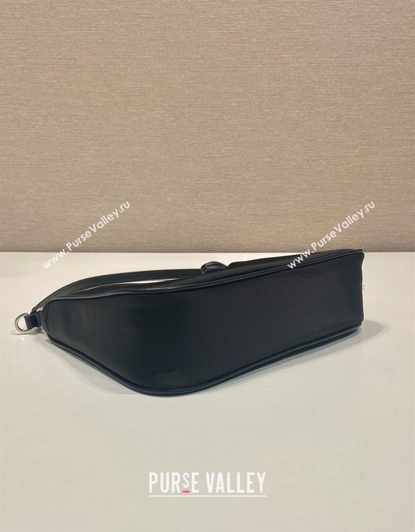 Prada Re-Edition 2005 Re-Nylon and Saffiano hobo mini bag Black/Silver 2025 1N204M (YZ-251121105)