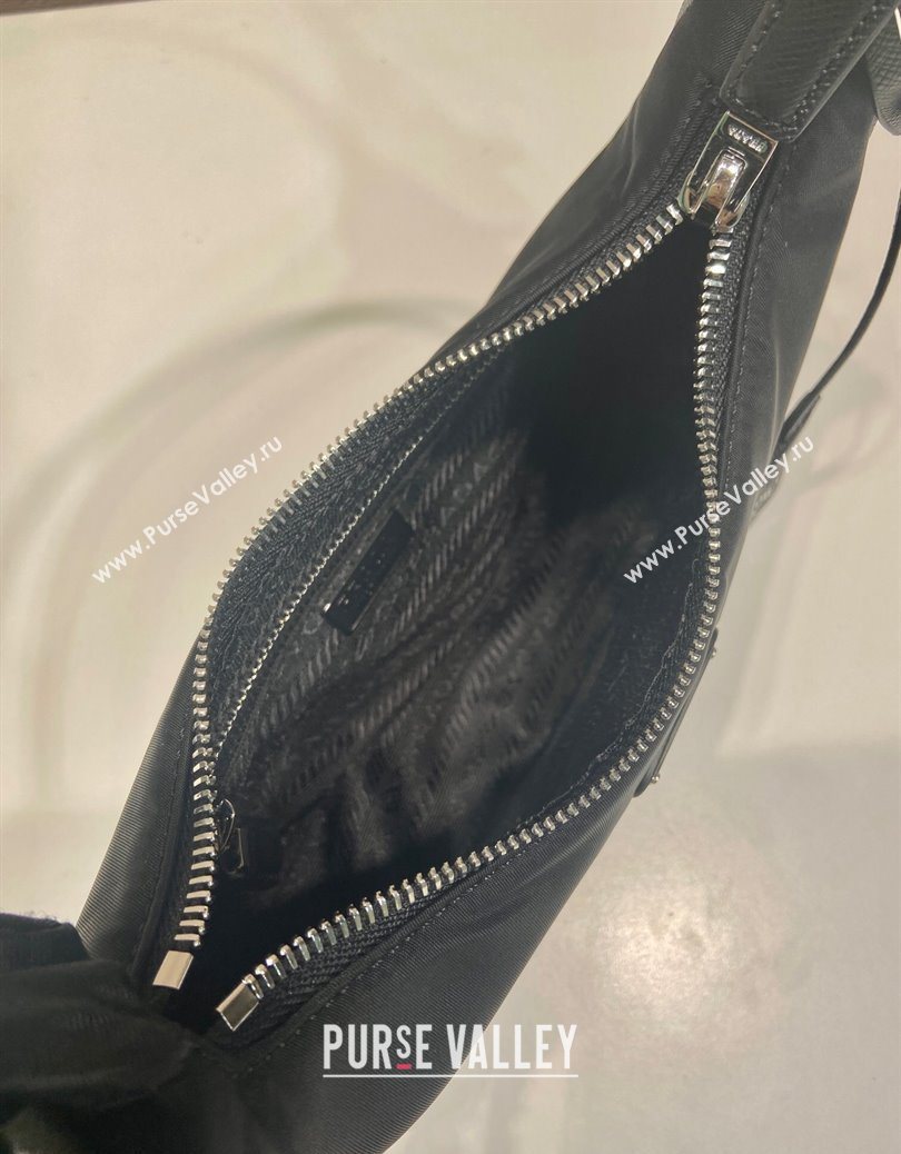 Prada Re-Edition 2005 Re-Nylon and Saffiano hobo mini bag Black/Silver 2025 1N204M (YZ-251121105)
