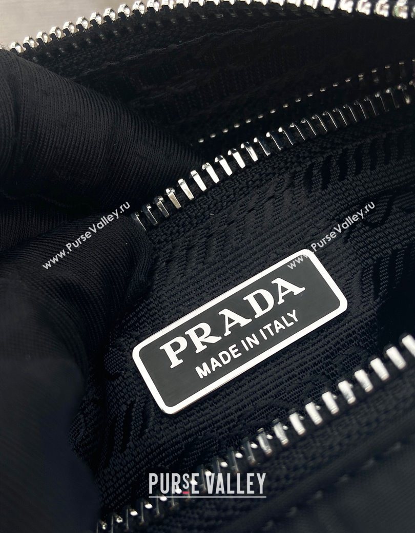 Prada Re-Edition 2005 Re-Nylon and Saffiano hobo mini bag Black/Silver 2025 1N204M (YZ-251121105)