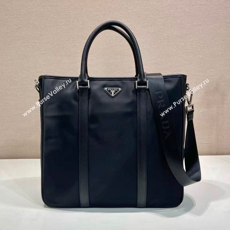 Prada Mens Re-Nylon and Saffiano leather tote bag Black 2025 2VG064 (YZ-251121106)