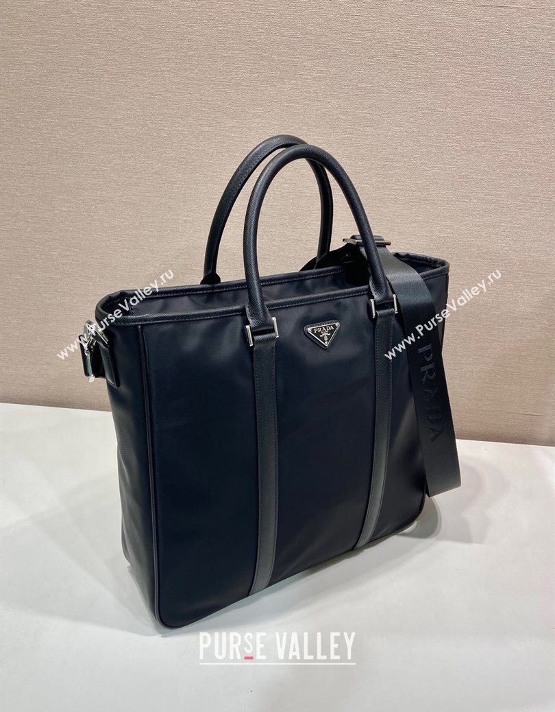 Prada Mens Re-Nylon and Saffiano leather tote bag Black 2025 2VG064 (YZ-251121106)