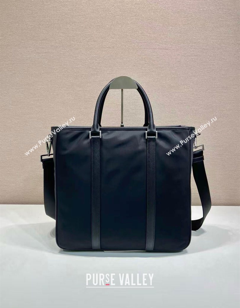 Prada Mens Re-Nylon and Saffiano leather tote bag Black 2025 2VG064 (YZ-251121106)