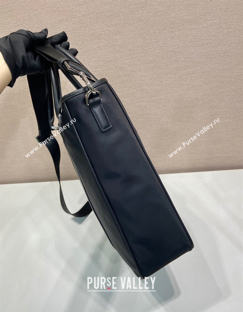 Prada Mens Re-Nylon and Saffiano leather tote bag Black 2025 2VG064 (YZ-251121106)