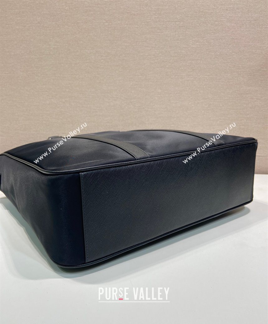 Prada Mens Re-Nylon and Saffiano leather tote bag Black 2025 2VG064 (YZ-251121106)