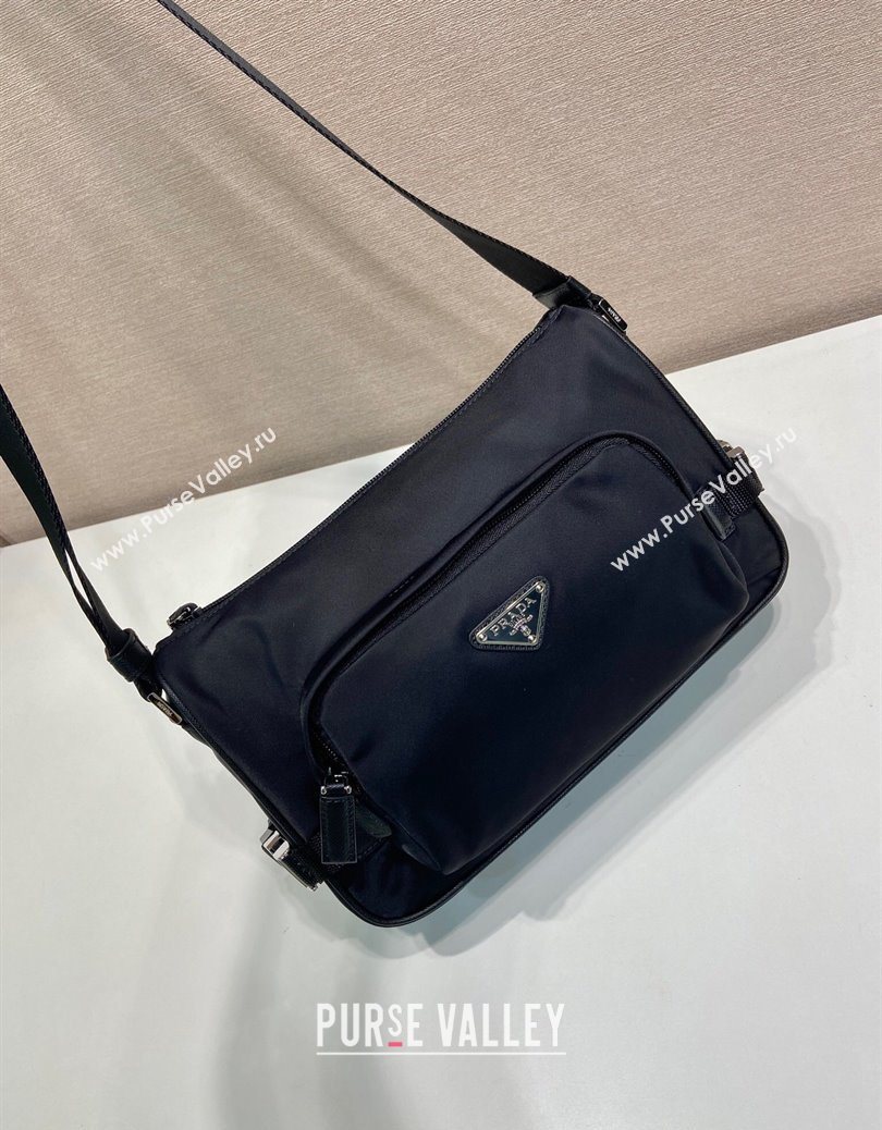 Prada Mens Medium Re-Nylon and Saffiano leather shoulder bag Black 2025 2VH192 (YZ-251122026)