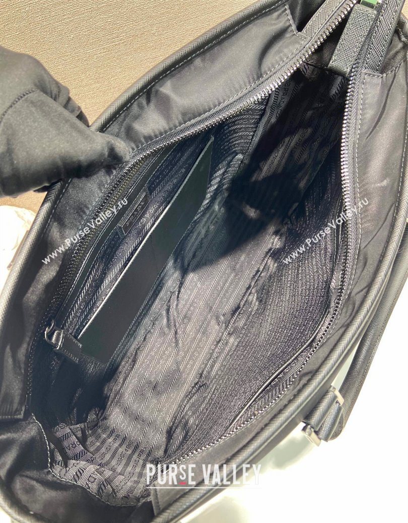 Prada Mens Re-Nylon and Saffiano leather tote bag Black 2025 2VG064 (YZ-251121106)