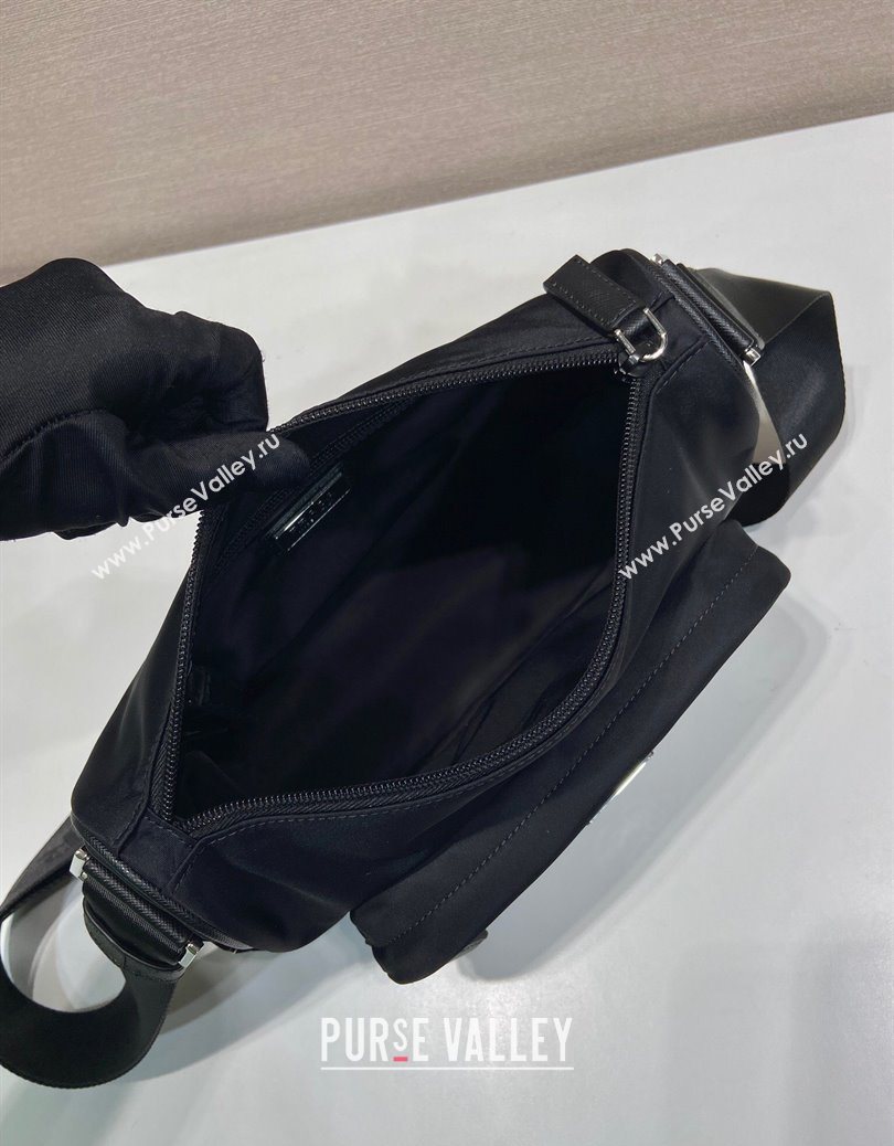 Prada Mens Medium Re-Nylon and Saffiano leather shoulder bag Black 2025 2VH192 (YZ-251122026)
