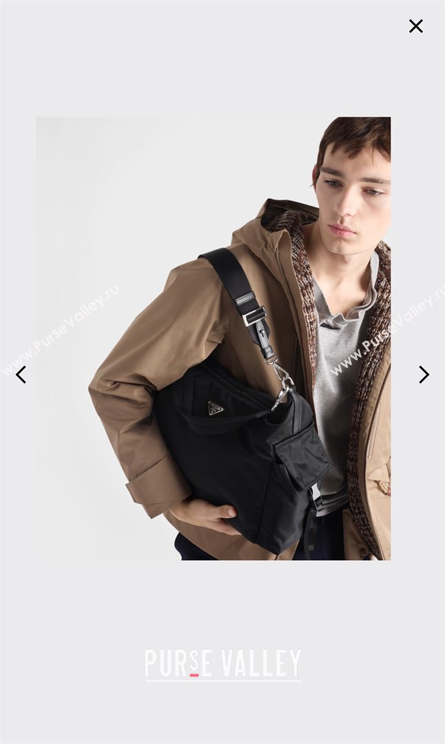 Prada Mens Explore Re-Nylon and leather bag Black 2025 2VH204 (YZ-260410082)