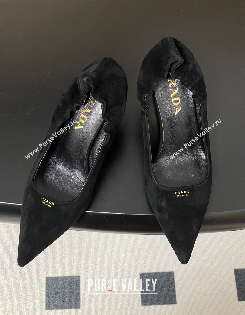 Prada Suede Elastic Heel Pumps 7.5cm Black 2025 1I188O (MD-251205033)