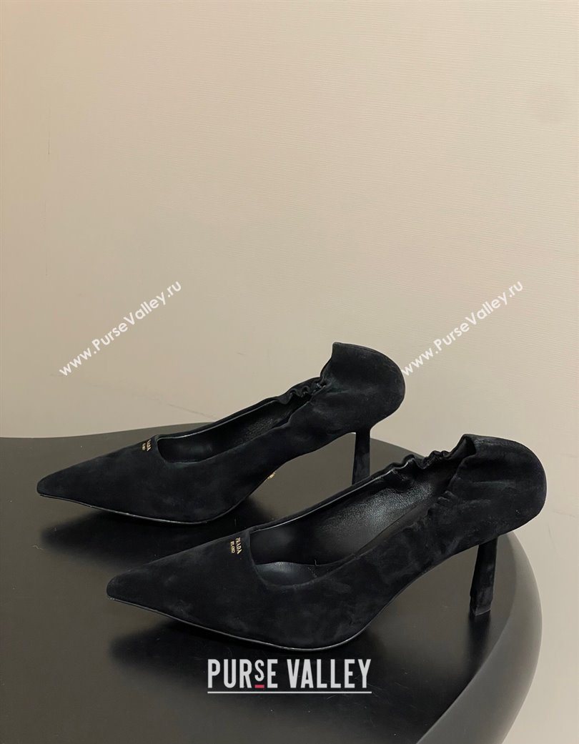 Prada Suede Elastic Heel Pumps 7.5cm Black 2025 1I188O (MD-251205033)