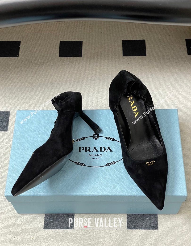 Prada Suede Elastic Heel Pumps 7.5cm Black 2025 1I188O (MD-251205033)