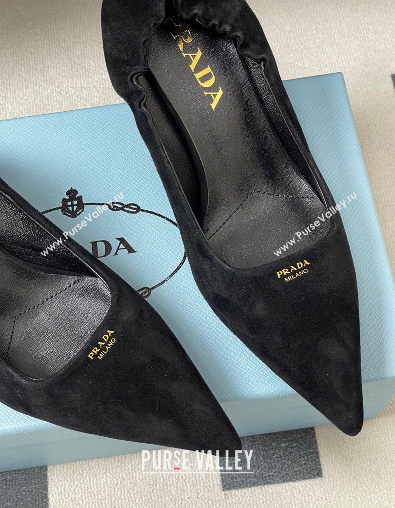 Prada Suede Elastic Heel Pumps 7.5cm Black 2025 1I188O (MD-251205033)