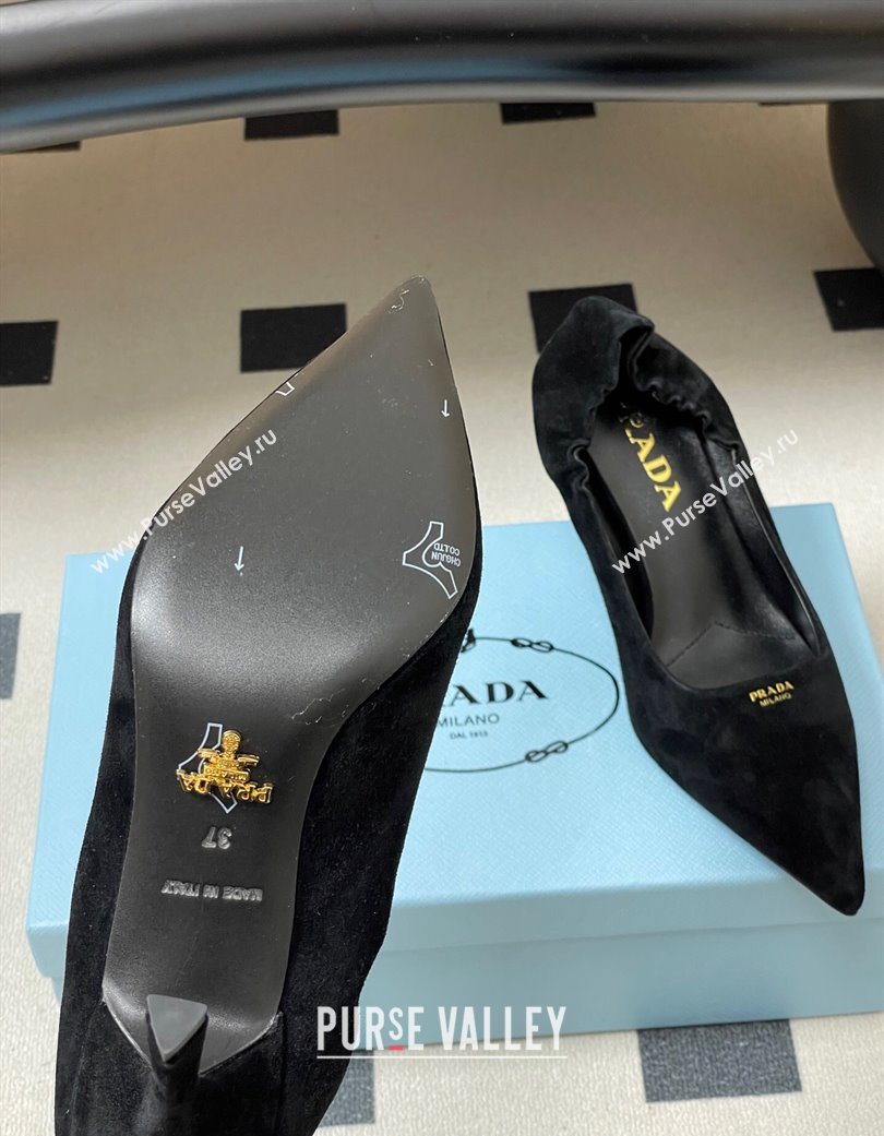 Prada Suede Elastic Heel Pumps 7.5cm Black 2025 1I188O (MD-251205033)