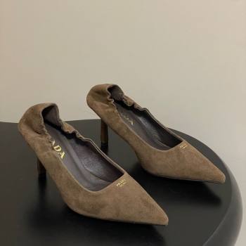 Prada Suede Elastic Heel Pumps 7.5cm Taupe 2025 1I188O (MD-251205034)