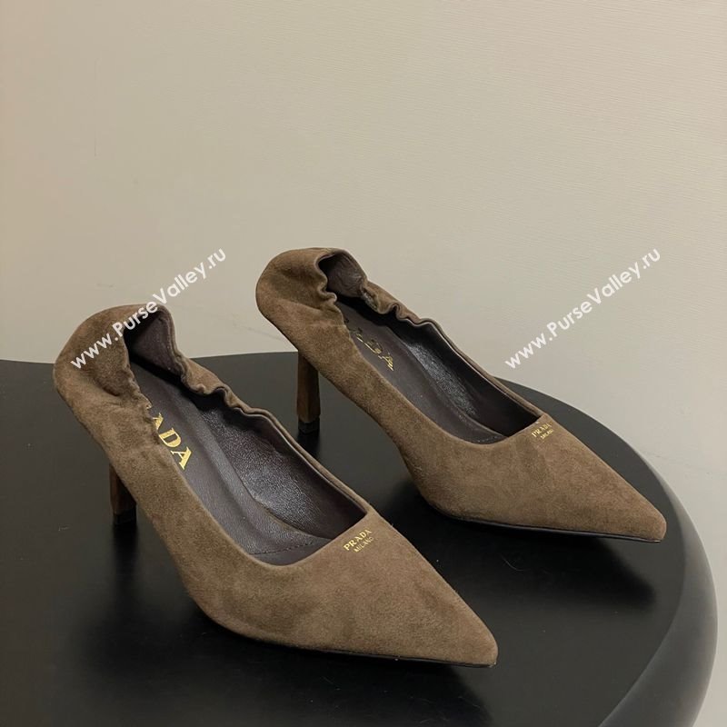 Prada Suede Elastic Heel Pumps 7.5cm Taupe 2025 1I188O (MD-251205034)