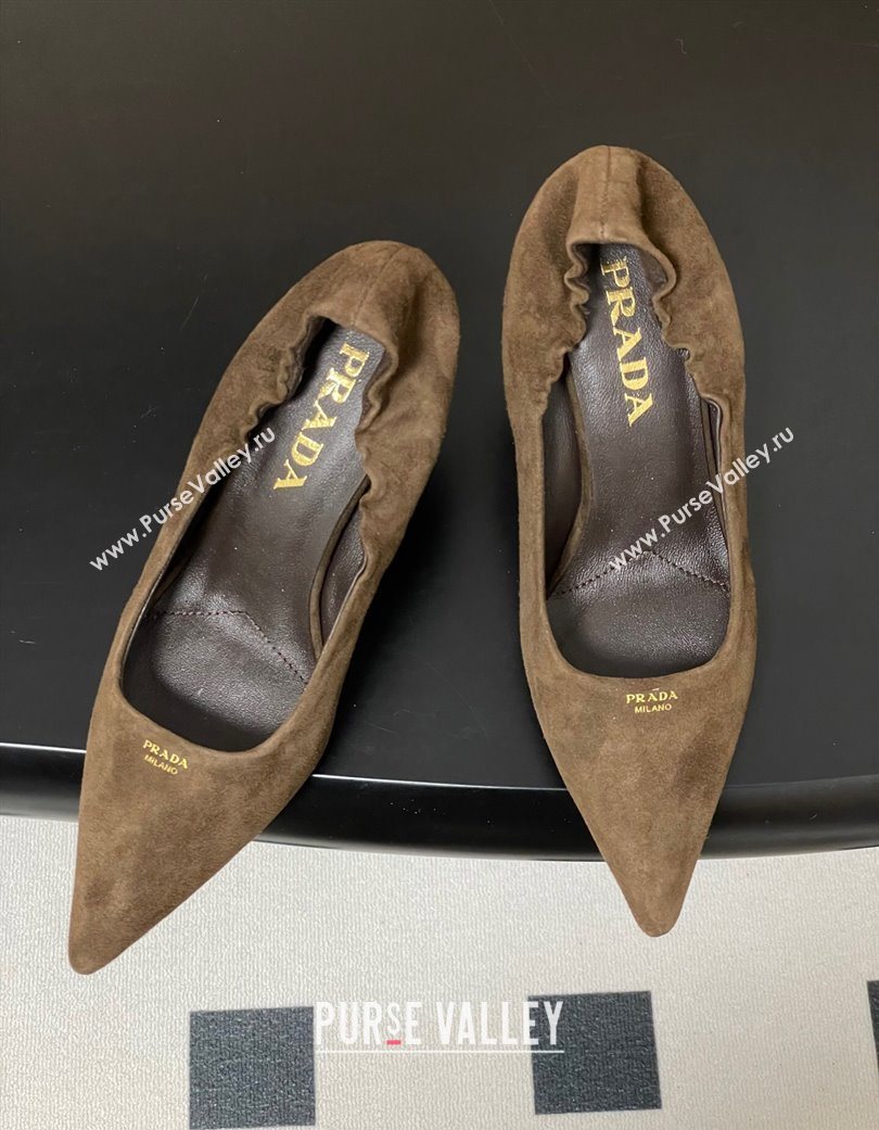 Prada Suede Elastic Heel Pumps 7.5cm Taupe 2025 1I188O (MD-251205034)