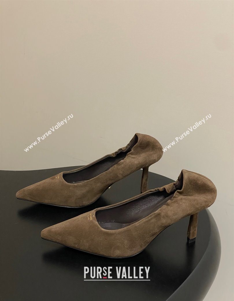 Prada Suede Elastic Heel Pumps 7.5cm Taupe 2025 1I188O (MD-251205034)
