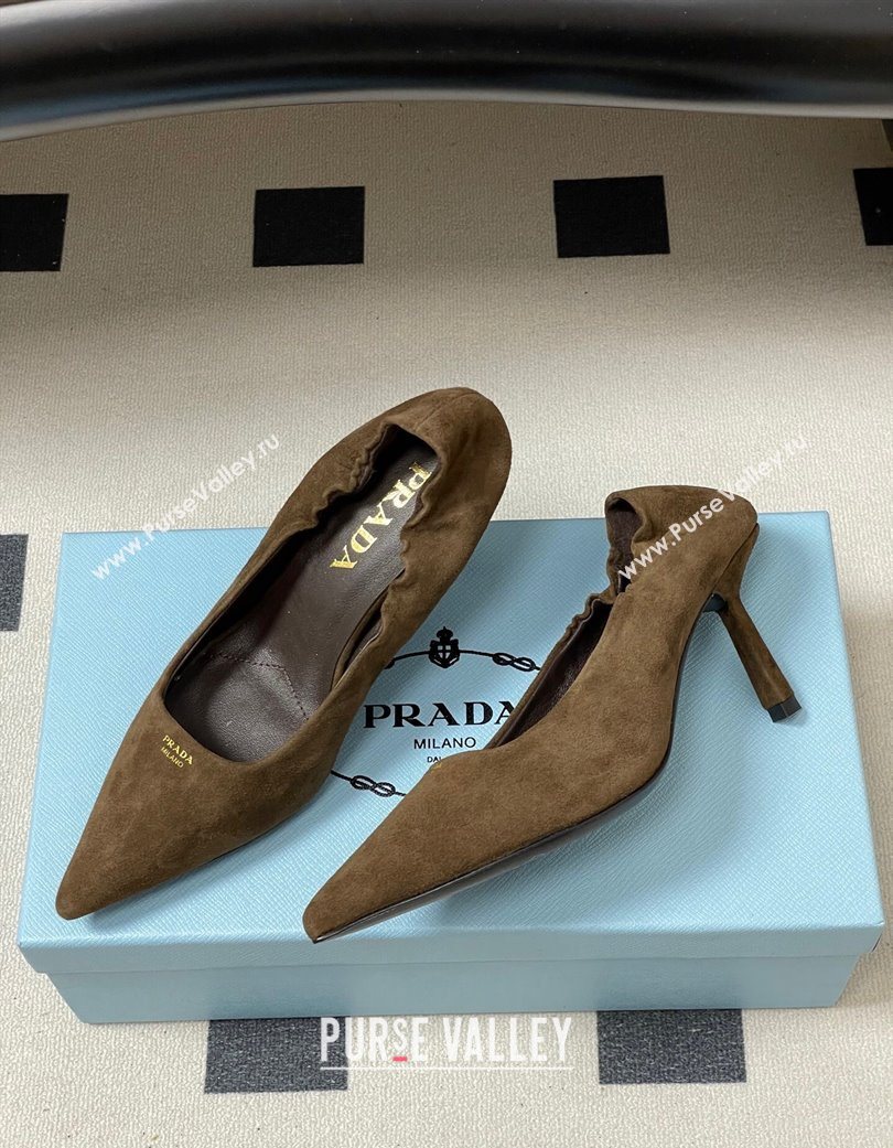 Prada Suede Elastic Heel Pumps 7.5cm Taupe 2025 1I188O (MD-251205034)