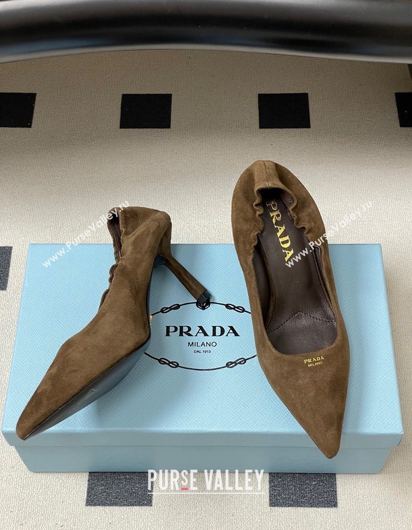 Prada Suede Elastic Heel Pumps 7.5cm Taupe 2025 1I188O (MD-251205034)