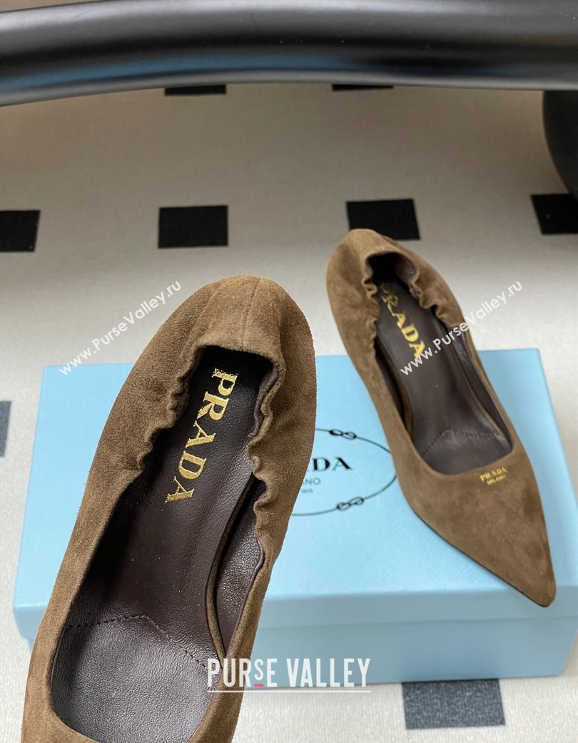 Prada Suede Elastic Heel Pumps 7.5cm Taupe 2025 1I188O (MD-251205034)