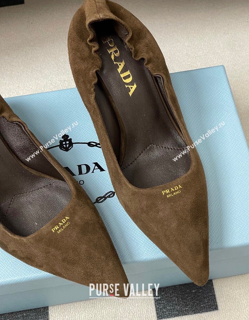 Prada Suede Elastic Heel Pumps 7.5cm Taupe 2025 1I188O (MD-251205034)