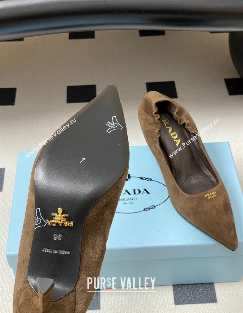 Prada Suede Elastic Heel Pumps 7.5cm Taupe 2025 1I188O (MD-251205034)