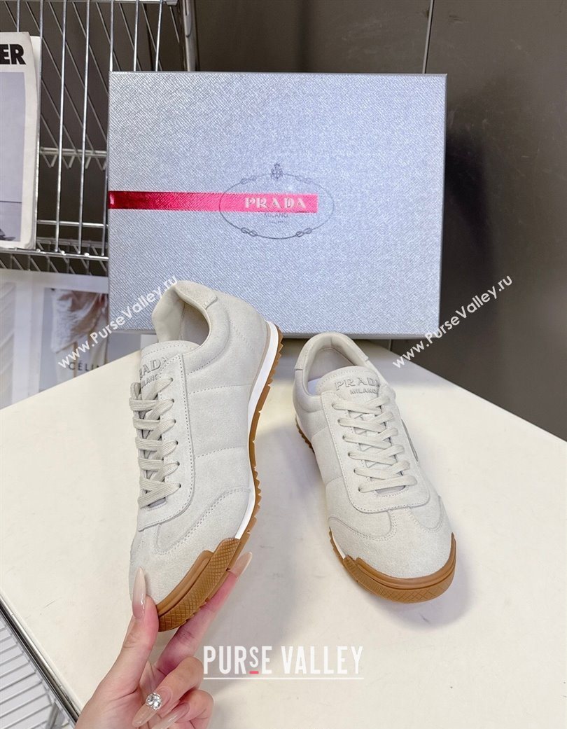 Prada Suede Sneakers Light Grey 2025 PR120605 (KL-251206029)