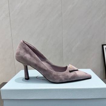 Prada Suede Heel Pumps 8.5cm Grey 2025 1I901M 1205 (MD-251205013)
