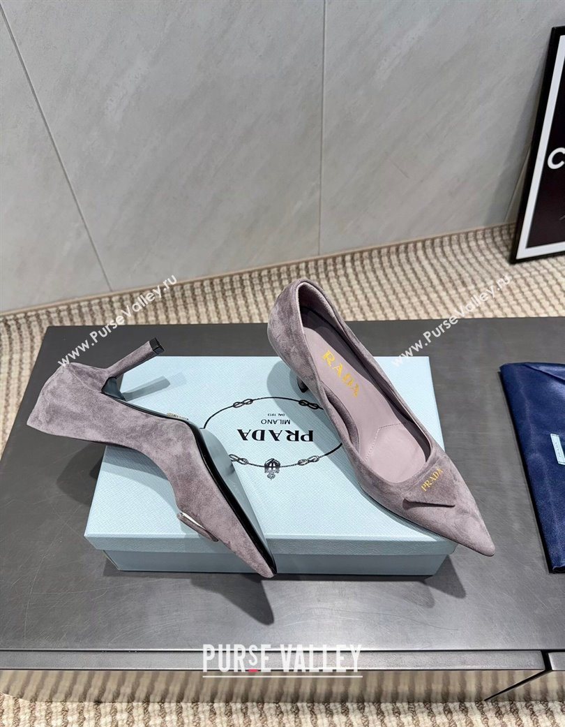 Prada Suede Heel Pumps 8.5cm Grey 2025 1I901M 1205 (MD-251205013)